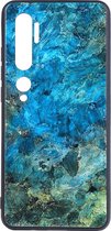 Shop4 - Xiaomi Mi Note 10 Pro Hoesje - Harde Back Case Marmer Blauw