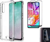 Samsung A70 Hoesje en Samsung A70 Screenprotector en Samsung A70 Camera Protector - Samsung Galaxy A70 Hoesje Transparant Shock Proof Case + Screenprotector Full + Camera Protector