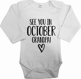 Baby rompertje see you in october grandpa | Bekendmaking zwangerschap | Cadeau voor de liefste aanstaande opa | Bekendmaking zwangerschap rompertje voor opa in de maat 56.