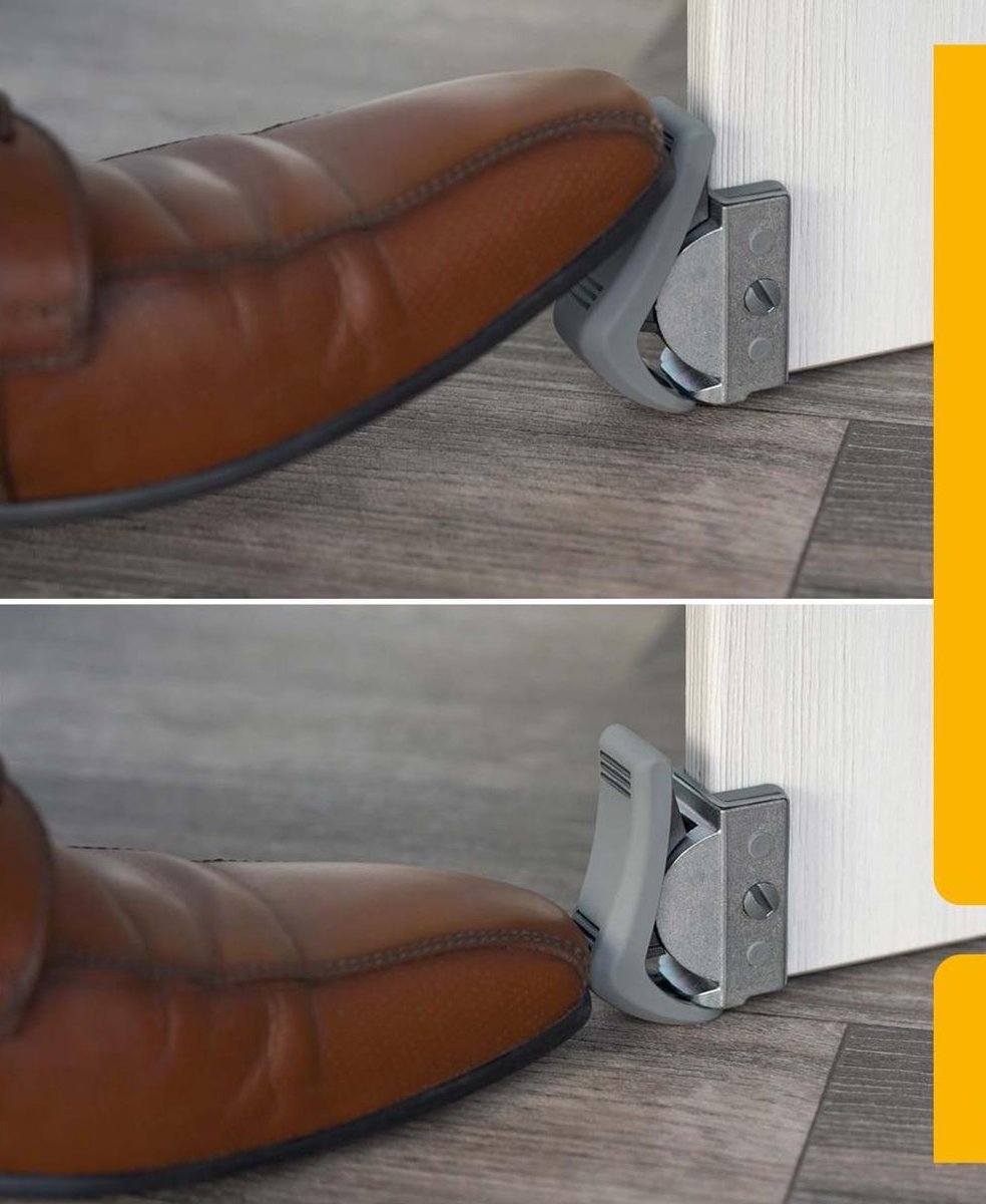 ClipFlix-Deurstopper-deurstoppers-Metalic grijs-staal-voetbediening