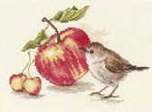 Vogel met appel borduren (pakket)