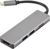 Universele 5-in-1 USB-C Adapter (Micro)SD / USB HDMI Grijs