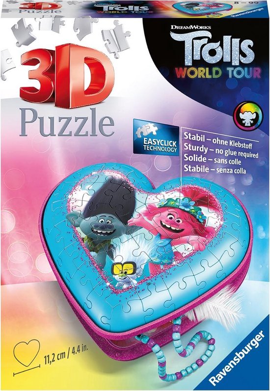 Ravensburger Heart Box Trolls 2 Word Tour - Puzzle 3D - 54 pièces | bol.com