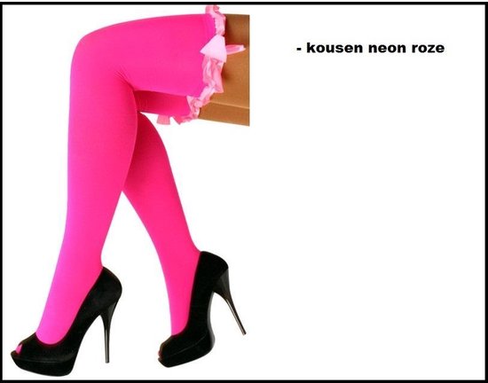 Stay up kousen fluor roze met strikje - maat 36-42 - kniekousen fluor roze  overknee... | bol.com