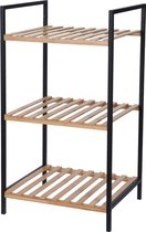 Bamboe houten badkamer kastje/trolley 70 cm - Badkamermeubels/badkamerkasten - Bijzetkastje met 3 plankjes