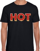 HOT fun tekst t-shirt  zwart  met  3D effect voor heren M