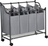 Wasmand - 4 vakken uitneembare a 35L inhoud - 87,5x38,5x81 - grijs