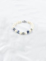 Proud Pearls® armband met Delfts blauw en prachtige zoetwaterparels