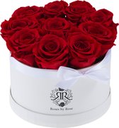 Rode longlife rozen - Anniversary Flowerbox, Regular size, white box