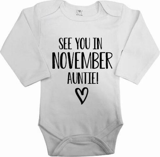 Beste bol.com | Baby rompertje see you in november auntie | Bekendmaking LV-98