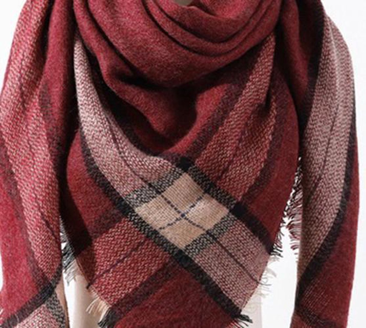 Prettystern unisex lus sjaal 100% kasjmier wol effen vrouwen man buis sjaal, Donkerrood, approx. 33 / 23 cm