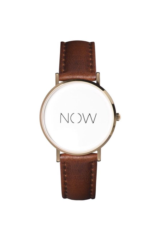 NOW Watch | Cognac | Fine Collectie | Horloge zonder tijd | Armband | Mindfulness | Sieraad met betekenis