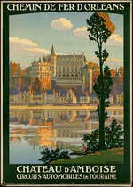 Vintage Travel Poster Frankrijk - Reisposter Loirevallei - Retro Spoorweg Affiche - Large 70x50