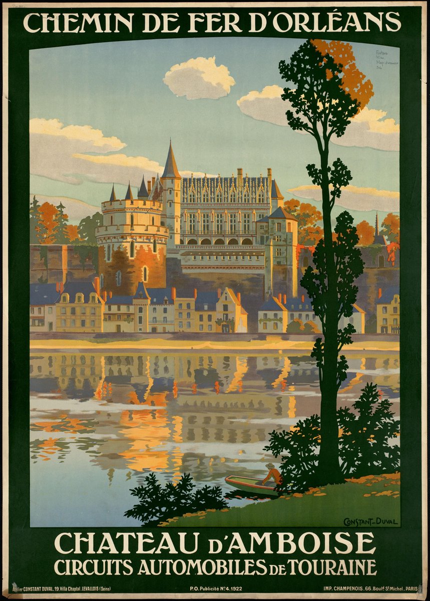 Esque Vintage Travel Poster Frankrijk - Reisposter Loirevallei - Retro Spoorweg Affiche - Large 70x50 Groen
