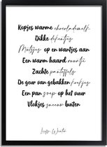 DesignClaud Liefs Winter - Tekst poster - Zwart wit A4 + Fotolijst wit