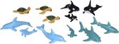 Zeedieren/oceaan familiedieren speelgoed 24-delig - Plastic kleine speelfiguren voor kinderen