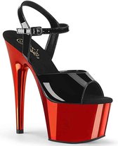 Pleaser Sandaal met enkelband, Paaldans schoenen -37 Shoes- ADORE-709 Paaldans schoenen Zwart/Rood