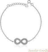 Juwelier Emo - Bracelet Infinity serti de Zircones - Bracelet Argent Dames - LONGUEUR 20 CM
