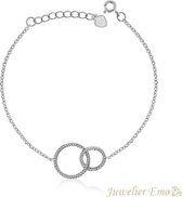 Juwelier Emo - Fantasie armband met Zirkonia stenen - Zilveren Armband Dames - LENGTE 20 CM