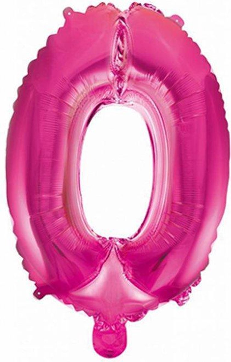 Folie Ballon Cijfer 0 Roze 41 cm