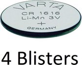 4 Stuks (4 Blisters a 1 st) Varta CR1616 Wegwerpbatterij Lithium