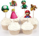 ProductGoods - 24 x Leuke Mario cocktailprikkers | Verjaardag | Sateprikkers | Traktatie | Feest | Cake topper decoratie | Prikkers