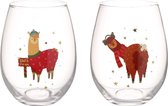 Kerst glazen Alpaca Lama. 2 stuks glas kerstmis Kerstcadeau