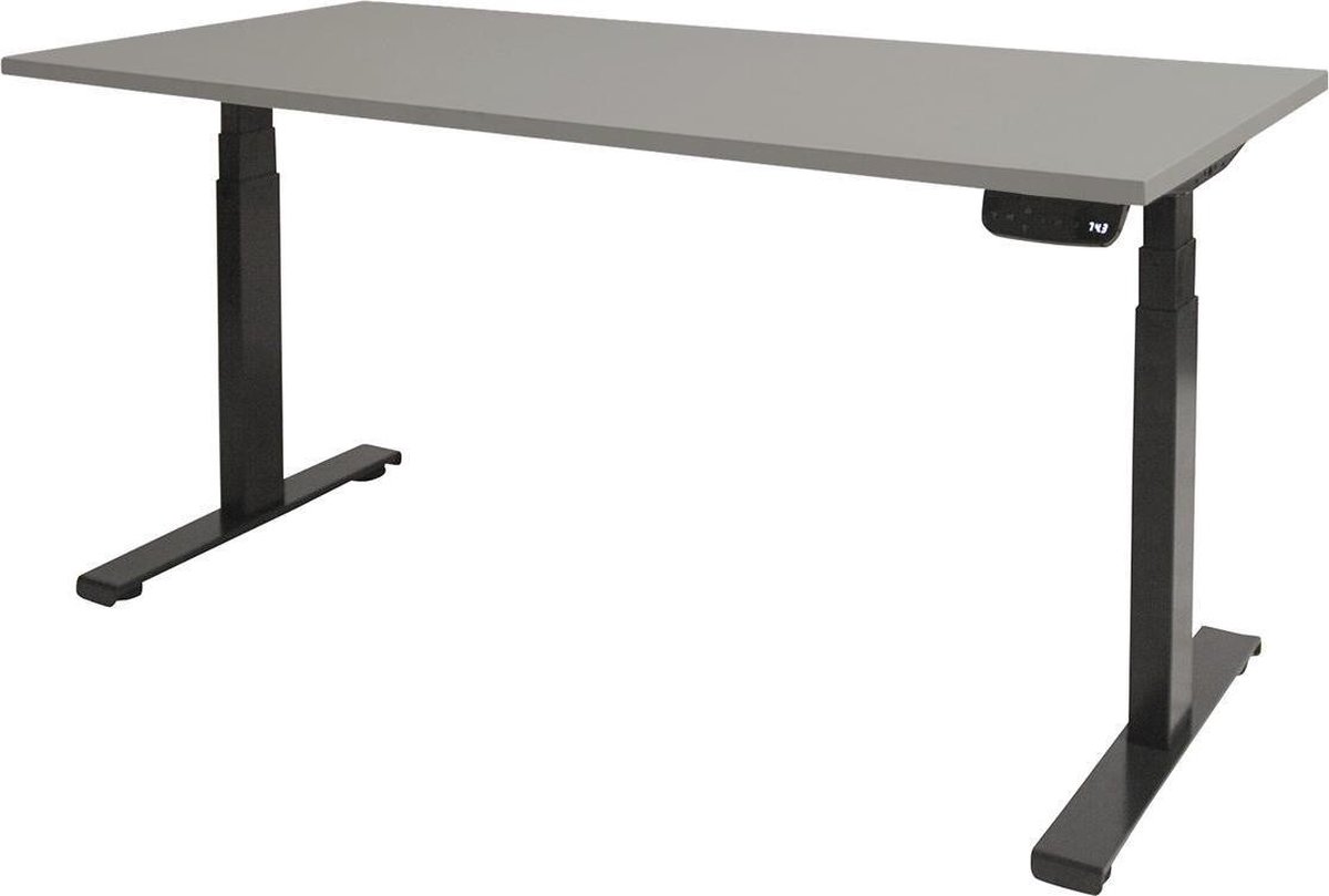 Zit Sta Bureau - T-poot Elek 140x80 grijs -zwart frame