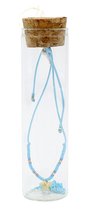 Dielay - Armband Dames - Ster - Glazen Buisje met Kurk - Lengte Verstelbaar - Blauw