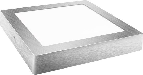 LED plafondlamp - opbouw vierkant - Neutraal wit - zilver - 12W