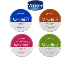 Vaseline Lip Therapy Set van 4, Rosy Lips, Aloë Vera, Cacao & Original