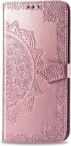 Bloem roze goud agenda book case hoesje Samsung Galaxy S20 Plus