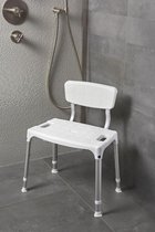 Chaise de douche Deluxe Quattro avec dossier - Blanc - réglable en hauteur 390-450 mm