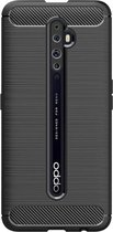 Shop4 - Oppo Reno2 Z Hoesje - Zachte Back Case Brushed Carbon Zwart