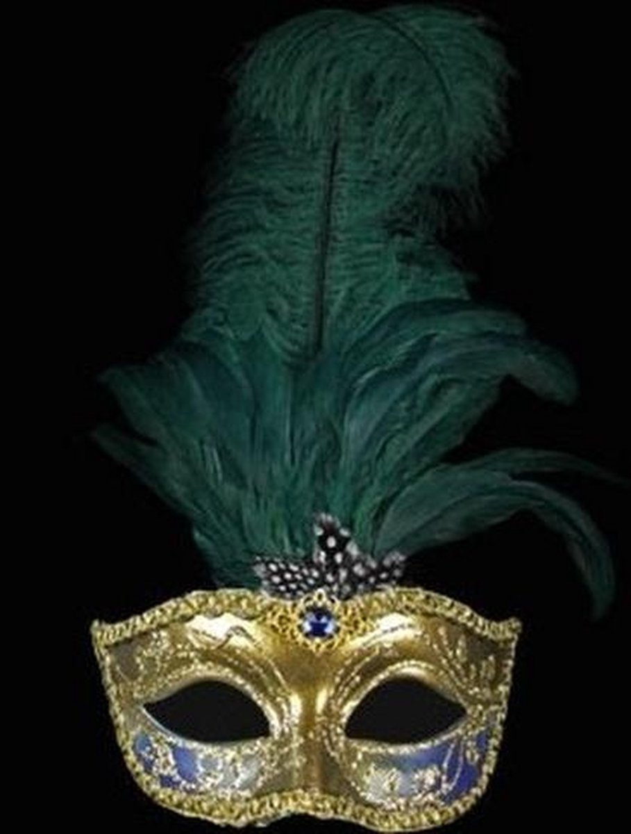 Wonderlijk bol.com | Venetiaans veren oogmasker goud/blauw/groen voor NR-88