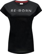 Re-Born Sport T-shirt korte mouw Mesh Logo Dames - Zwart - Maat L