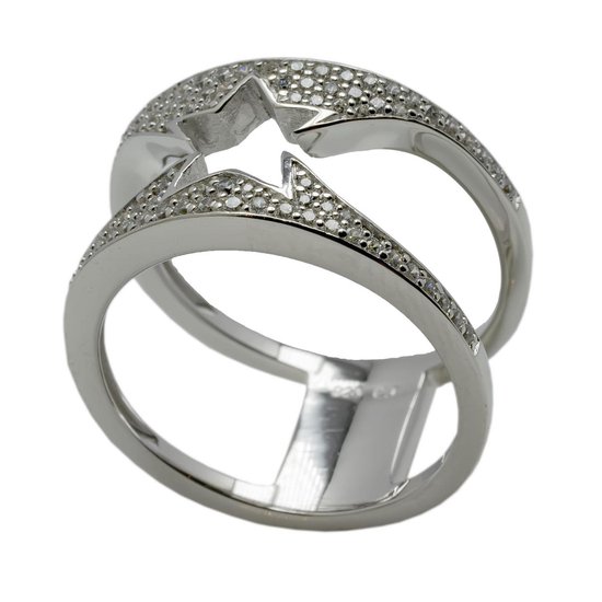 Ring - zilver - maat 18.5 - Zirconia - Ster - Verlinden juwelier
