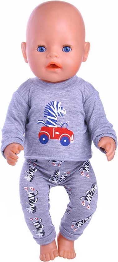 versneller Marco Polo Veilig Poppenkleertjes - Geschikt voor Baby Born - Grijze pyjama - Zebra - Jongen  of Meisje pop | bol.com