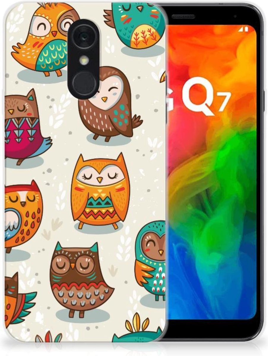 LG Q7 TPU Hoesje Vrolijke Uilen