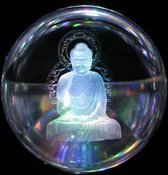 Kristal ontstoor bol 3D  Boeddha 6 cm