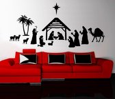 3D Sticker Decoratie Merry Christmas Nativity Scene Wall Sticker Mural Wall Decal Decor XMAS982 - Customzied Colors / 58cm x 124cm