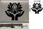 3D Sticker Decoratie Indische Namaste Woorden Religie Muurtattoo Vinyl Lotus Yoga Sticker Boeddha Ganesha Home Decor Slaapkamer Bloem Muurschildering - zwart / Small