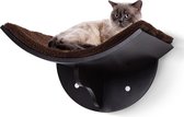 Paws and Claws - Cat Shelf – Hangmat Kat – Kattenplank - Kattenbed - Wasbaar – Wandmontage – MDF - Bruin