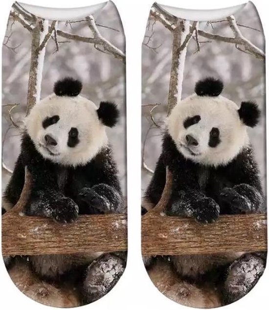 Enkelsokken Panda - Pandaberen enkelsokken - Fotoprint - Unisex Maat 36-41