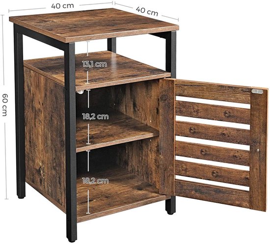 YMYNY 3-laags bijzettafel met opbergrek, bijzettafel klein nachtkastje, salontafel, industriële stijl, kleine tafel in woonkamer en slaapkamer, 40 x 29 x 62 cm, zwart HST002B