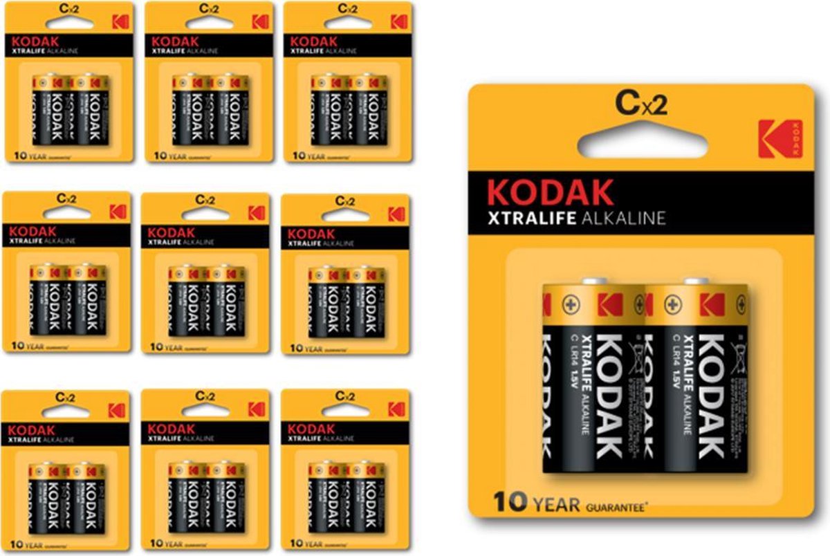 Kodak XTRALIFE C/LR14 alkaline batterij - 20 Stuks (10 Blisters a 2St)