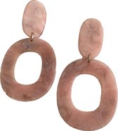 Petra's Sieradenwereld - Clipoorbel hanger oud roze kunststof ovaal (310)