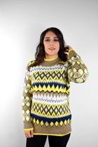 Trui / Sweater - Bruin en geel - ladies jumper