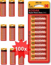 Kodak ZINC Super Heavy Duty LR6 / AA / R6 / MN 1500 1.5V Alkaline batterij - 100 Stuks (10 Blisters a 10St)