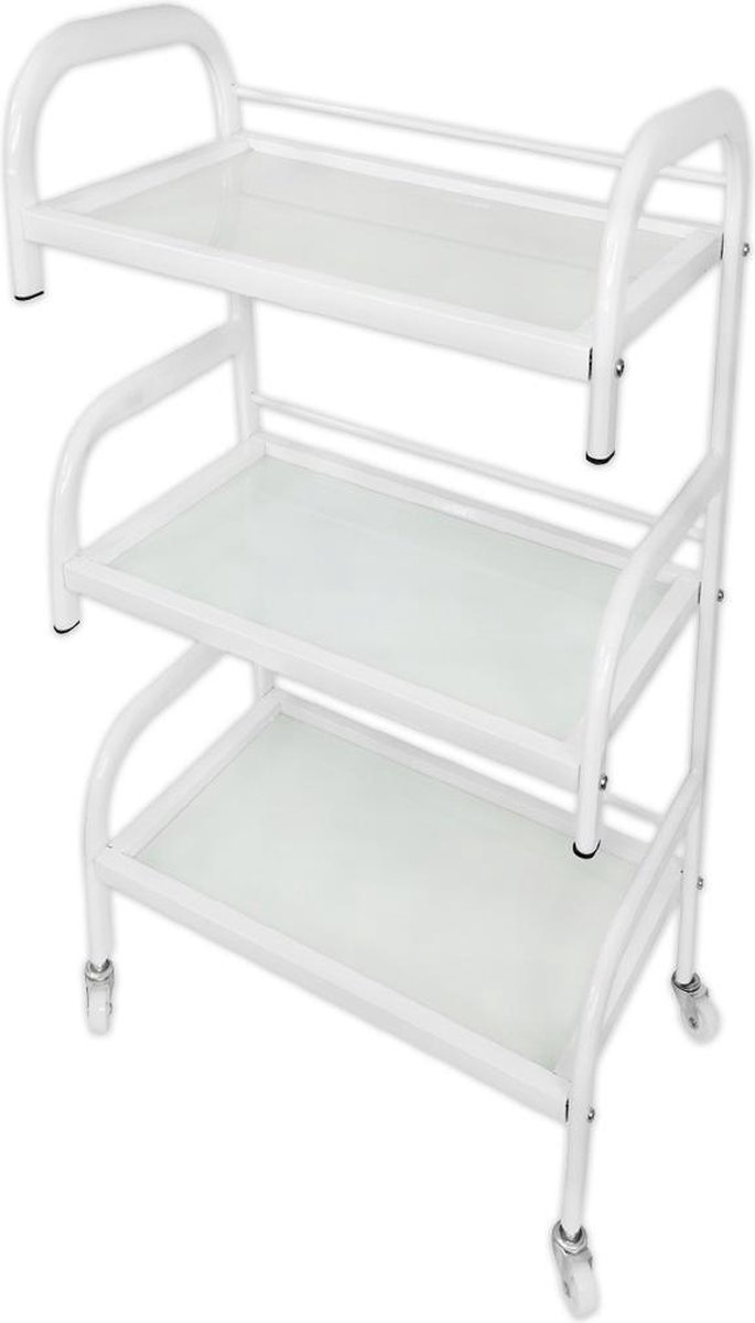 Goedkoopste Instrumententafel - Drie planken - Glas - Wit - Werkwagen- Werkwagen trolley